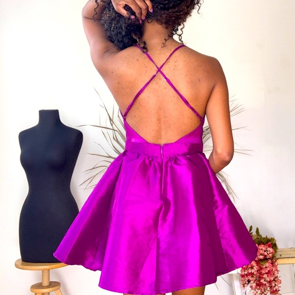 Hot Pink Purple Party Dress - Picture 3 of 4
